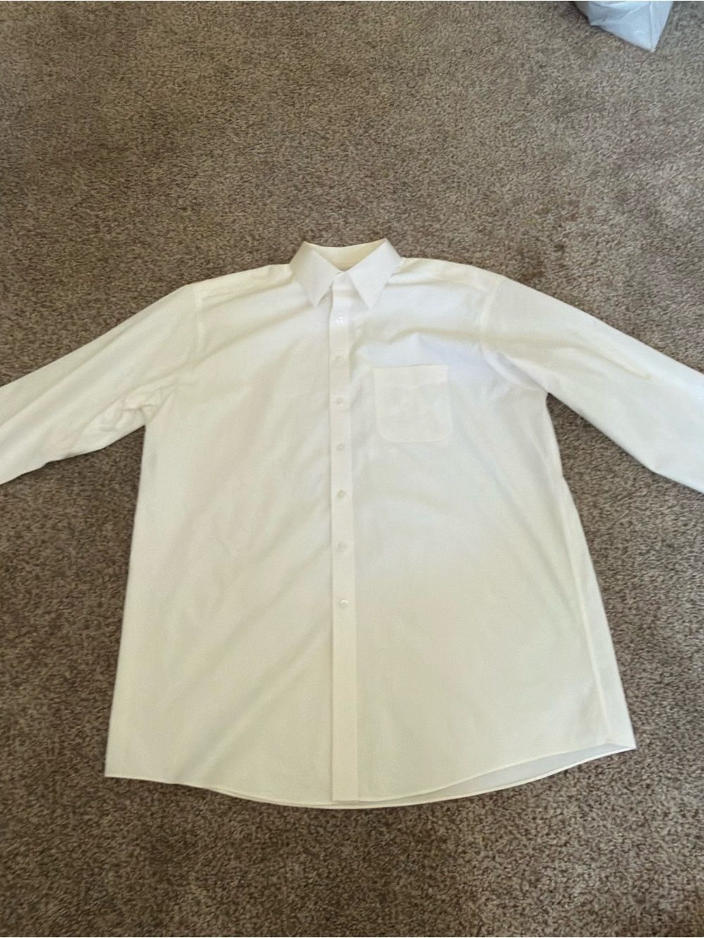 Classic Men's White Dress Shirt with Point Collar